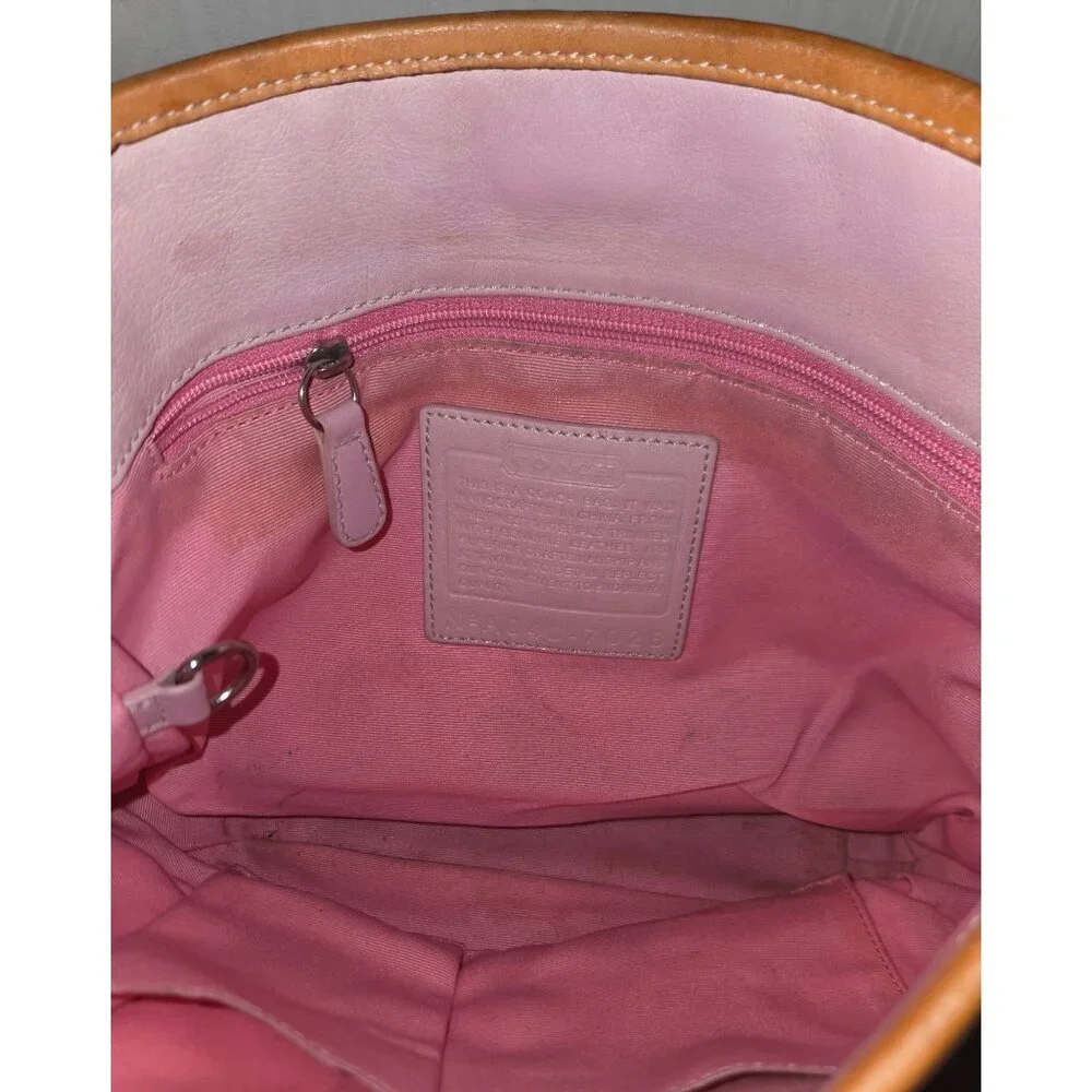 COACH Signature Canvas Shoulder Hand Bag purse with Leather Trim One Strap 7028 - Picture 11 of 12